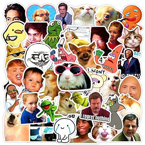 Meme Aufkleber 50 Stück Wasserdichte Cute Classic Sticker für Laptop Auto Fahrrad Wasserflaschen Skateboard Scrapbook Gepäck Motorrad,Vinyl Aesthetic Funny Meme Aufkleber für Teenager Kinder Mädchen