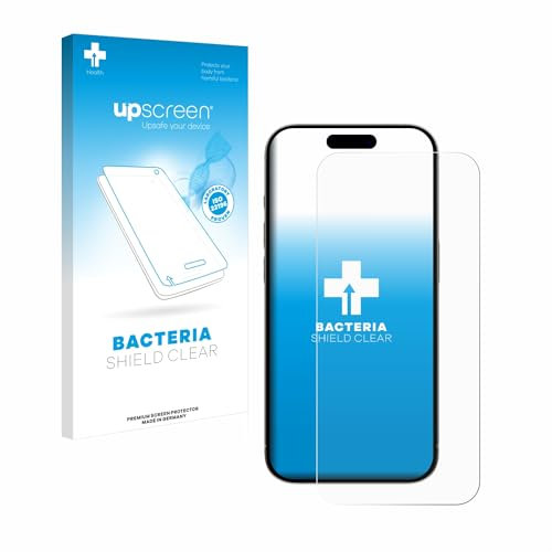 upscreen Antibakterielle Schutzfolie für Apple iPhone 15 Pro Klare Displayschutz-Folie
