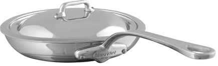 Mauviel M'Cook 5-Ply Polished Stainless Steel Frying Pan With Cast Stainless Steel Handle and Lid, 11.2-in, Made In France