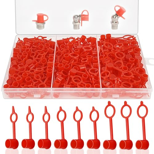 GZhaimai 250 Stück Schmiernippel Schutzkappe, Schmiernippel Schutzkappen M6 M8 M10 für Die Meisten Auto Motorrad, mit Einer Durchsichtigen Aufbewahrungsbox Geliefert