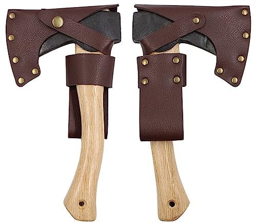 Goowafur Axe - Rustic Leather Axe Head Sheath, Axe Holster Case with Waist Hangings, Hatchet Sheath for Camping Hunting Accessories