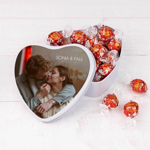 Wanapix | Boîte de Chocolats Personnalisée | 22 Chocolats | Coffret Chocolat Cœur | Idee Cadeaux Saint-Valentin | 16x15x5 cm