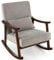 COSTWAY Relax Rocking Chair, Linen Fabric Upholstered Rocker Accent Chair with Lumbar Pillow, Solid Wood Modern Leisure Lounge Armchair for Living Room Bedroom Nursery (Grey+Coffee, 88 x 65 x 82cm)