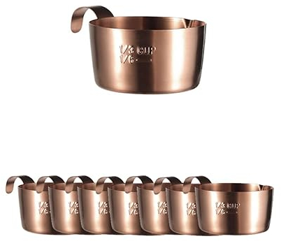 maiwalk Stainless Steel Small Sauce Dishes Dipping Bowls Seasoning Individual Round Condiments Cups Ramekins Dip Serving Sushi Cereal Salad Appetizer Bowls 8 Pack(Rose Gold, 2.8 oz(with Handle))