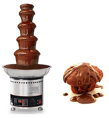 AINITAIFENG Commercial Electric Chocolate Fondue Fountain Machine, Stainless Steel Automatic Sauce Melter Warmer Chocolate, 30-110℃ Adjustable Temperature, 5 Tiers