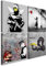murando - Wandbilder XXL Set Banksy 80x80 cm 4 Teilig je 40x40 Akustikschaum Hochleistungsschallabsorber Schallschutz Leinwand Wandbild Raumakustik Schalldämmung Graffiti n-C-10003-b-a