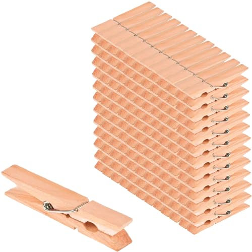 Tradineur - Pack de 6 Paquetes de Pinzas de 24 Unidades - Fabricadas en Madera - Utensilios de Limpieza y organización - Longitud de 7,5 cm - 144 Unidades Totales