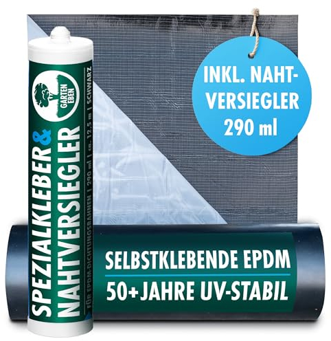 Garten Eben - Dachfolie selbstklebend EPDM inkl. Nahtversiegelung - 1m x 5m EPDM Folie Dachbahn selbstklebend 5m²