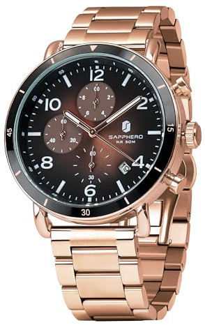 SAPPHERO Uhren für Männer Chronograph Uhr Analog Uhr Herrenuhren wasserdichte Uhren Quarz Datum Herrenuhren Edelstahl Casual Männer