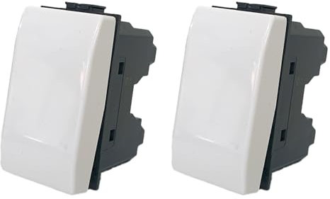 Set di 2 Interruttori Compatibili con bticino Matix, Interruttore Ideali per Frutti Elettrici e Compatibile con Bticino Matix Pulsante (2 Interruttori Unipolari)