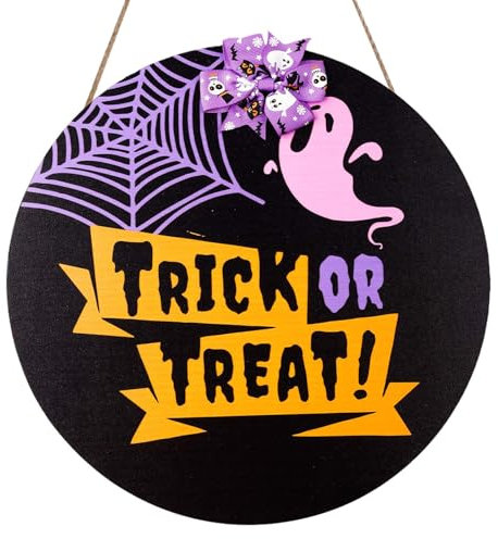 Panneau Porte Halloween, Bois Panneau à Suspendre pour Halloween Panneau Halloween Couronne de Porte Halloween Décoration Halloween Porte pour la Maison Fêtes les Murs Les Fenêtres (Style 1)