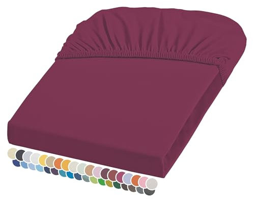 liebling Elasthan Spannbetttuch 140x200 bis 150-220 cm, mit Rundumgummizug, Blickdicht faltenfrei & atmungsaktiv, Ökotex 100, Matratzen bis 26 cm Höhe, Beere