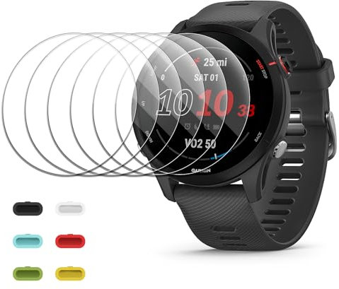 Tuocal 6 Packs Protection Écran pour Garmin Forerunner 255/255 Music 46mm Protection Ecran, Verre Trempé Montre 9H Anti-rayures Sans bulles Ultra Mince Protecteurs avec Bouchons Anti Poussière