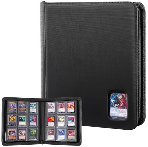 ProCase Sammelkarten Album mit Fenster für 324 Toploader, 9 Taschen Binder für 3'' x 4'' - Schwarz