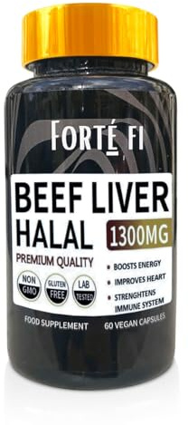 Halal Beef Liver Capsules - Grass-Fed Organic Beef Liver Supplements - Freeze Dried Nutrients Supports Energy Production, Boosts Immunity and Enhances Well-Being - Use with Halal Collagen