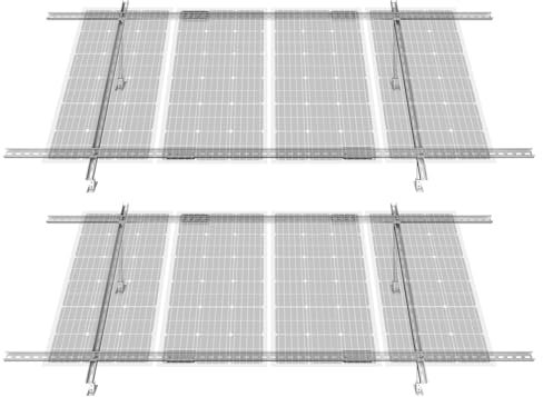 VEVOR Support Panneau Solaire pour 4-8 Panneaux Solaires, Lot de 2, Kit Fixation Panneau Solaire Réglable 30°-60° Acier au Carbone Montage au Sol pour Ferme, Camping-car, Bateaux, Système Hors Réseau
