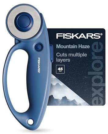 Fiskars Loop Rollschneider, Explore Collection Mountain Haze, präzisionsgeschliffene Stahlklinge für Stoff, Filz und Vinyl, 45 mm