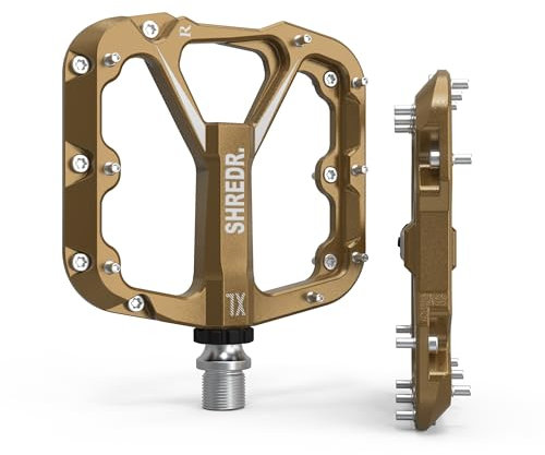Shredr. Flat Pedale für MTB | Superleichte Flatpedals fürs Mountainbike | In 2 Größen und 9 Farben | Nur 320 Gramm (Bronze, XL)