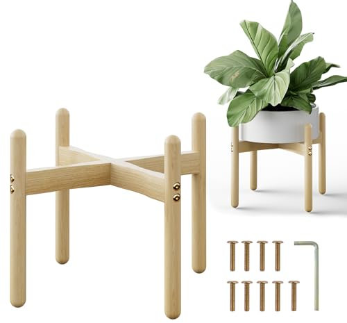 Support de Plante Interieur en Bois, Petit Porte de Pot de Fleurs 25x23 cm, Support de Plante Moderne de Mid-Century, Décoration pour Intérieur & Extérieur Maison, Jardin, Bureau