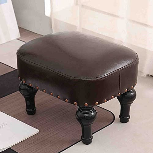 Vintage Braun Leder Gepolstert Fußstütze Hocker für Wohnzimmer Kleiner Gummi Holz Sofa Hocker mit Fußstütze
