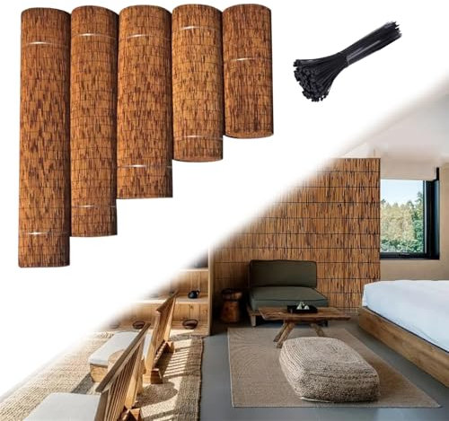 Rouleaux De Clôture En Roseau 100 Cm 120 Cm 130 Cm Brise-Vue En Bambou Canisse En Roseau Naturel Pour Terrasse Carport Pergola Barriere Jardin Exterieur Paravent Balcon Clôture Décorative(100x250cm(3.