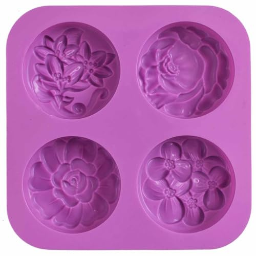 Flower Silicone Soap Moulds, Homemade Soap Mould, Muffin, Pudding, Jelly, Brownie and Cheesecake, Nonstick & BPA Free