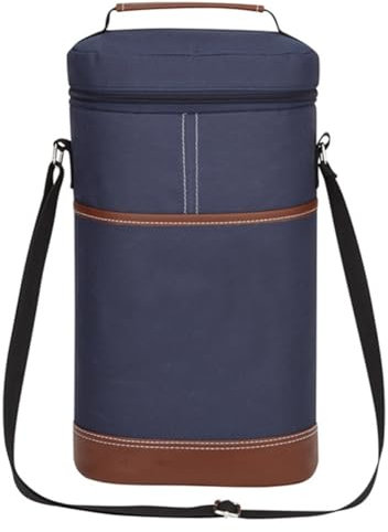 Suoumwa 2 Bottiglie di Vino Borsa Porta Vino Borsa Tote, A Prova di Perdite e Isolato Vino Borsa Frigo Vino Bottiglia Regalo Borsa Blu Navy