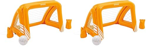 Intex Portería Hinchable acuática, 124x84x76 cm, Incluye balón Hinchable, 2 Bolsas estabilizadoras, Vinilo Resistente, Uso Exterior, Juego Piscina para niños +6 años, Parche de reparación (58507)