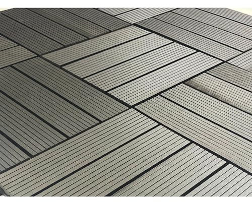 AQS INTERNATIONAL COSMOPOLITAN BLACK WPC DECK TILES – 30x30cm Interlocking Plastic - Durable Wood Composite Decking Tiles Patio, Garden, Pool, Weatherproof, Easy-Click Installation (Black, Pack of 1)
