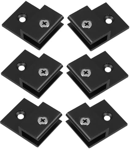 SOESFOUFU 6pièces Clips Fixation Murale Aluminium Pour Verre Supports De Verre Noirs Pour Miroirs Et Étagères Stabilité Optimale Durabilité Assurée