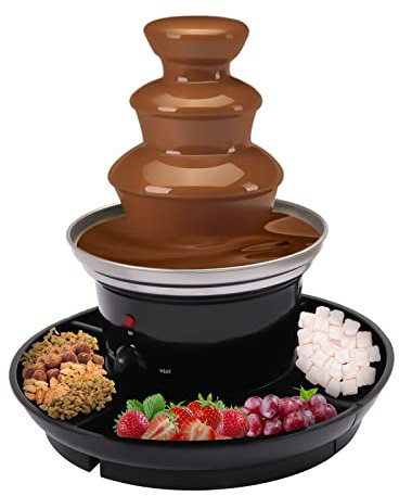 Fuente de chocolate, 3 pisos, 40 W, juego de fondue de chocolate eléctrico, 450 g, acero inoxidable, para cumpleaños, fiestas y familias