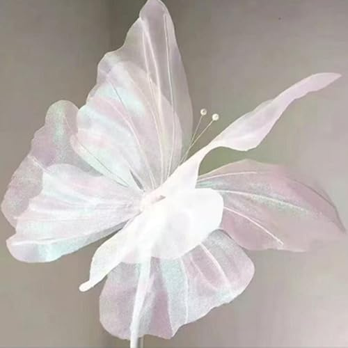 3D Schmetterling Hochzeit Dekoration Set mit Stange und Sockel für schöne Veranstaltungsstile (weiß)