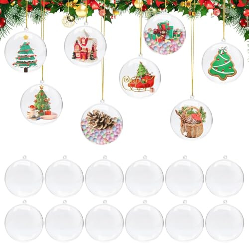 CIRULLI 22 Acryl Weihnachtskugeln,Weihnachtskugel Set,Transparent christbaumkugeln Kunststoff,DIY nachfüllbare Weihnachtskugelns,hängende Weihnachtskugeln geeignet für Weihnachtsbaumdekoration,Kugeln