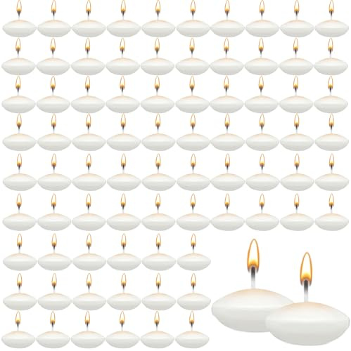80 Stücke Schwimmkerzen Weiss, Unparfümierte Schwimmkerzen, Teelichter Kerzen für Hochzeitspool, Wasserbecherdekoration, für Valentinstag, Halloween, Weihnachten und Hochzeits-Pooldekorationen(Weiß)