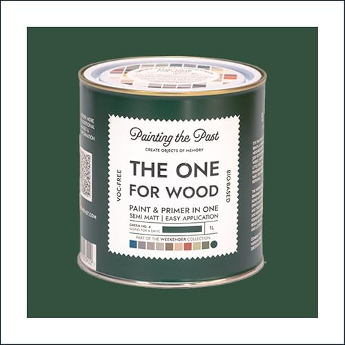 The One for Wood Paint & Primer 1L Green No. 4 Going For A Drive | Semi Matt Finish, Bio-Based & VOC-Free Formula for Wooden Furniture & Surfaces | Durable & Easy Indoor Home Decorating