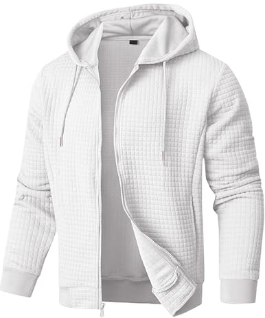JMIERR Kapuzenpullover Herren Pullover Langarm Waffelmuster Casual Sweatjacke Hoodie Kapuzenpulli mit Reißverschluss Sweatshirt mit Taschen