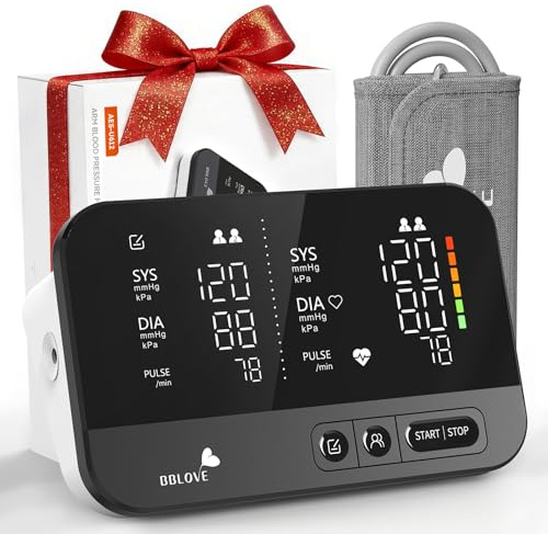 BBLOVE Blood Pressure Monitors for Home Use, Dual-Screen Automatic Blood Pressure Machine, One-Touch Automatic Measurement, 2 Users, Voice & Mute, LED Display Screen, Birthday Gifts for Family