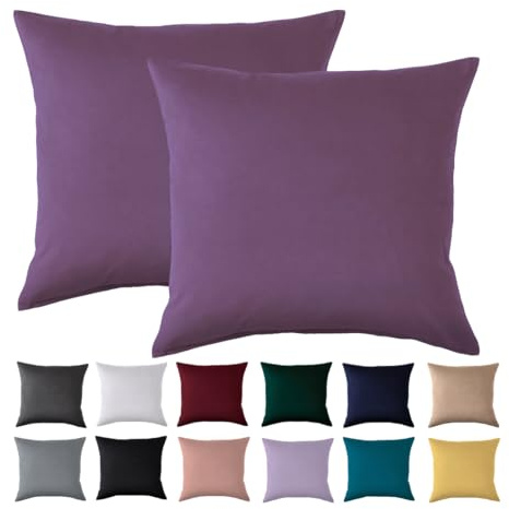 Beqnat Kissenbezug 40x40 2er Set - Kopfkissenbezug 40 x 40 cm Lila Für Kissen 100% Mikrofaser Kissenhülle Bügelfrei & Knitterfrei mit Reißverschluss