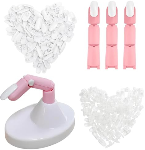 Übungshand Für Gelnägel, 3 Verstellbare Übungsfinger Und 100 Austauschbare Nagelspitzen, Hand Zum Nägel Machen Üben, Ideal Für Nageldesign, DIY Und Professionelles Training