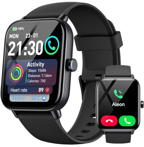 Smartwatch Herren Damen mit Telefonfunktion,1.8 Smart Watch Fitnessuhr mit Whatsapp und Alexa,Herzfrequenz Schlafmonitor,120+ Sportmodi Fitness Tracker,IP68 Wasserdicht Uhren für Samsung/Android/iOS