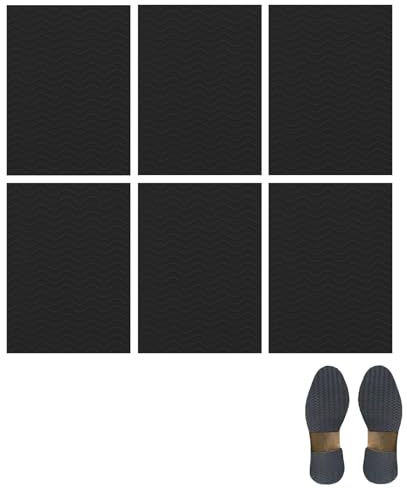 6 Stück Gummisohlen zum Aufkleben, Anti Rutsch Pads SchuheSohle mit Geräuschminderung, Schuhsohlen Protektoren für Alle Größen, Vielseitige Anwendung für Laute Absätze Dämpfen(10x15cm)