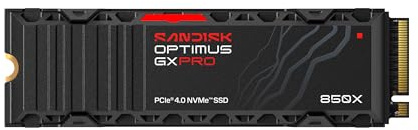 SANDISK Optimus GX PRO 850X NVMe SSD mit Kühlkörper 8 TB (bis zu 7.200/6.600 MB/s sequenziellen Lese-/Schreibgeschwindigkeiten, M.2 2280, PCIe 4.0, bis zu 4.800 TBW)