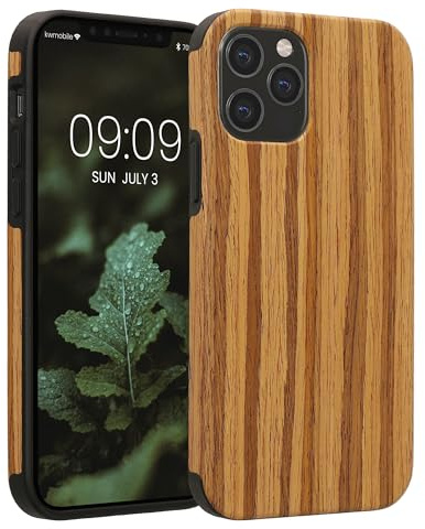 kwmobile Hülle kompatibel mit Apple iPhone 12 / iPhone 12 Pro - Holz TPU Case Handy Schutzhülle - Backcover Cover Holz Maserung Vintage Braun