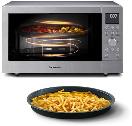 Panasonic NN-CD58RSEPG Friggitrice ad Aria e Forno a Microonde Combinato 4in1 da 27 L, Inverter da 1000W, Grill da 1300W, Convezione, Airfryer, 19 Programmi Automatici, Manopola, Acciaio Inossidabile