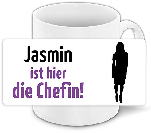 Tasse mit Motiv und Namen - Jasmin ist die Chefin - | Büro-Tasse | Lustiger Becher