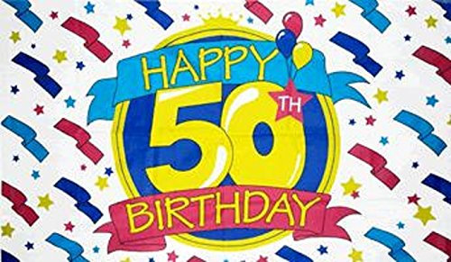 U24 Fahne Happy Birthday 50 Geburtstag 90 x 150 cm