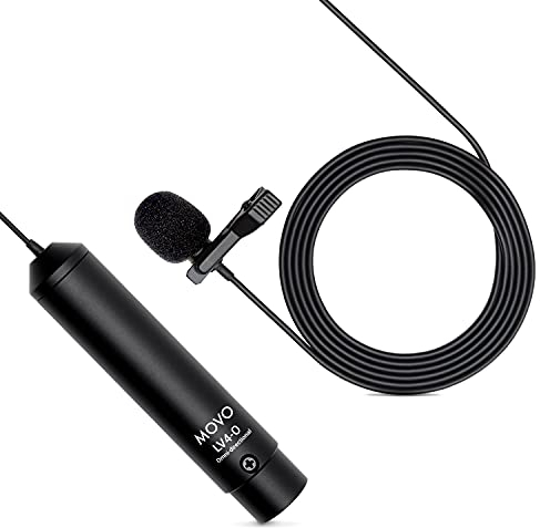 Movo LV4-O XLR Phantom Power Lavalier Omnidirctional Microphone, with Lapel Clip and Windscreen