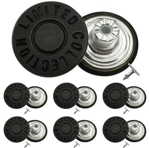 100Stück Jean Tasten mit Pins-hammer-on Hand gepresst Nieten für Nähen Custom Made Bekleidung oder Reparatur von Hosen, Shorts, Taschen, und andere Kleidung, Black Limited, 17 mm