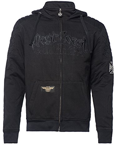West Coast Choppers Zip Hoody Por Vida Kevlar, Größe:L, Color:black