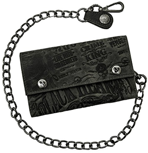 JACK'S INN 54 Kollektion Black Bourbon - Bikerbörse mit Kette Brandy schwarzes Leder